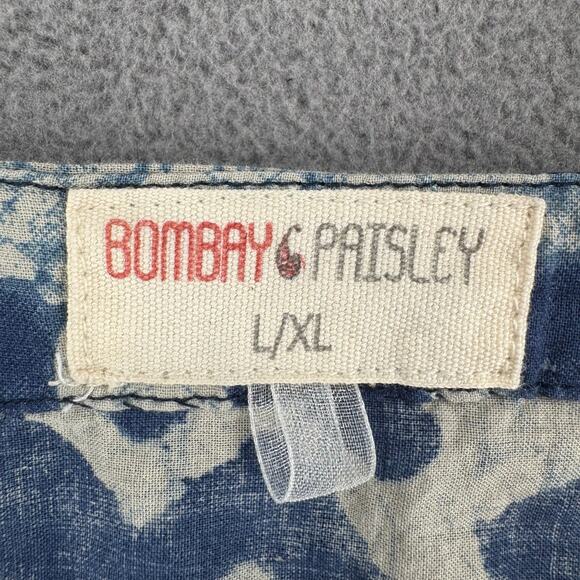 Bombay Paisley Kimono Poncho Top V Neck Womens L/XL Blue Printed Cotton - Picture 13 of 14